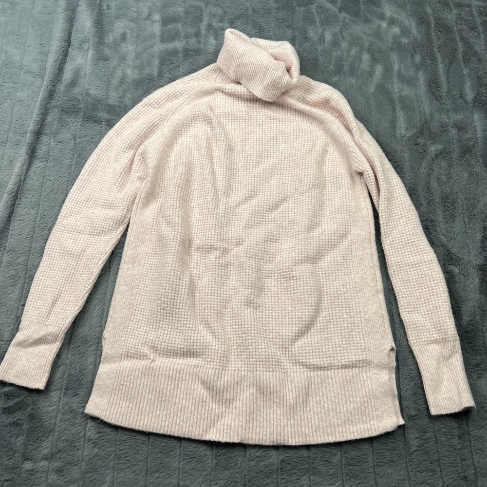LOFT Sweater Womens S Pink Waffle-Knit Turtleneck Pullover Stretch Soft Winter - Picture 6 of 7